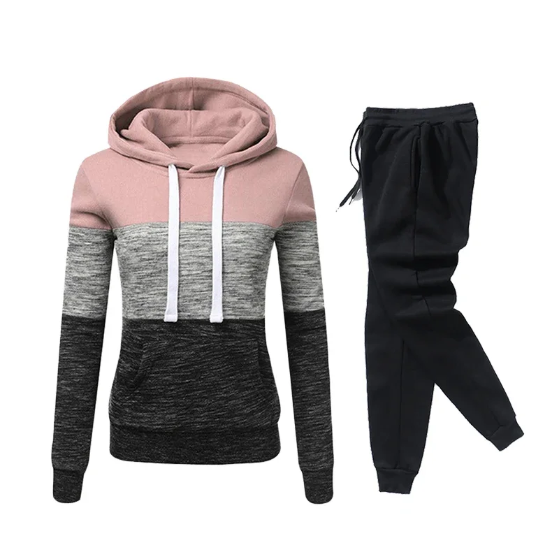 Gorąca sprzedaż Codzienne damskie dresy z kapturem Długie rękawy Casual Jednoczęściowe bluzy Spodnie dresowe Komfort Outdoor Jogging Sport