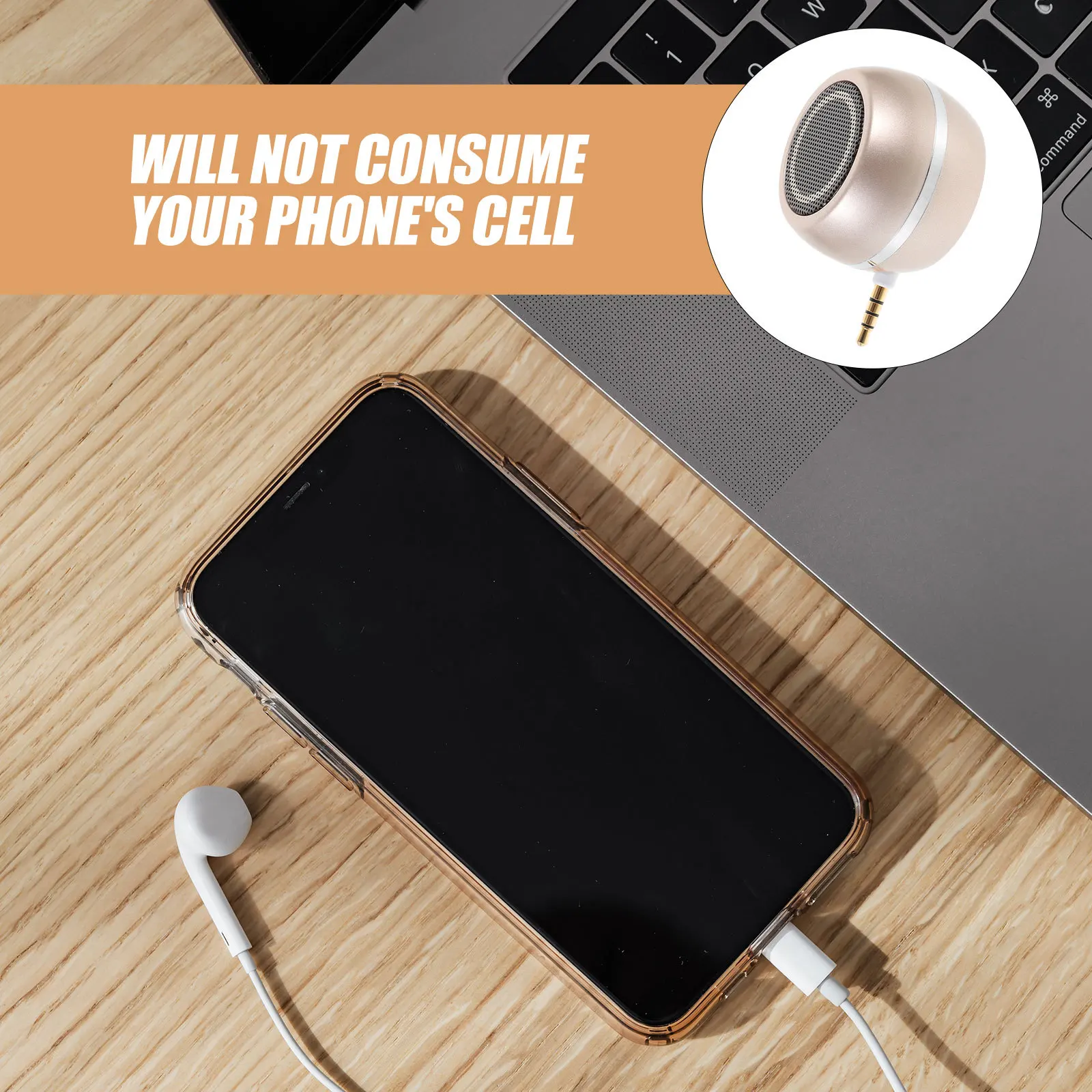 

Rechargeable Phone Speaker 3.5Mm Gold-Plated Plug Built-In High-Strength Shell Desktop External Loudspeaker Box For