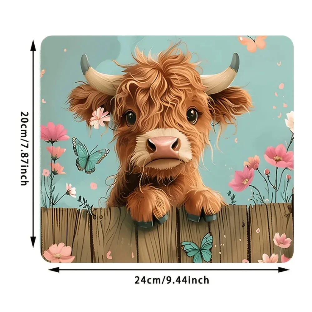 

Очаровательный коврик для мыши и настольный коврик с изображением коровы Хайленд с нескользящей резиновой основой - подходит для офиса, домашнего компьютера, совместим с ПК.