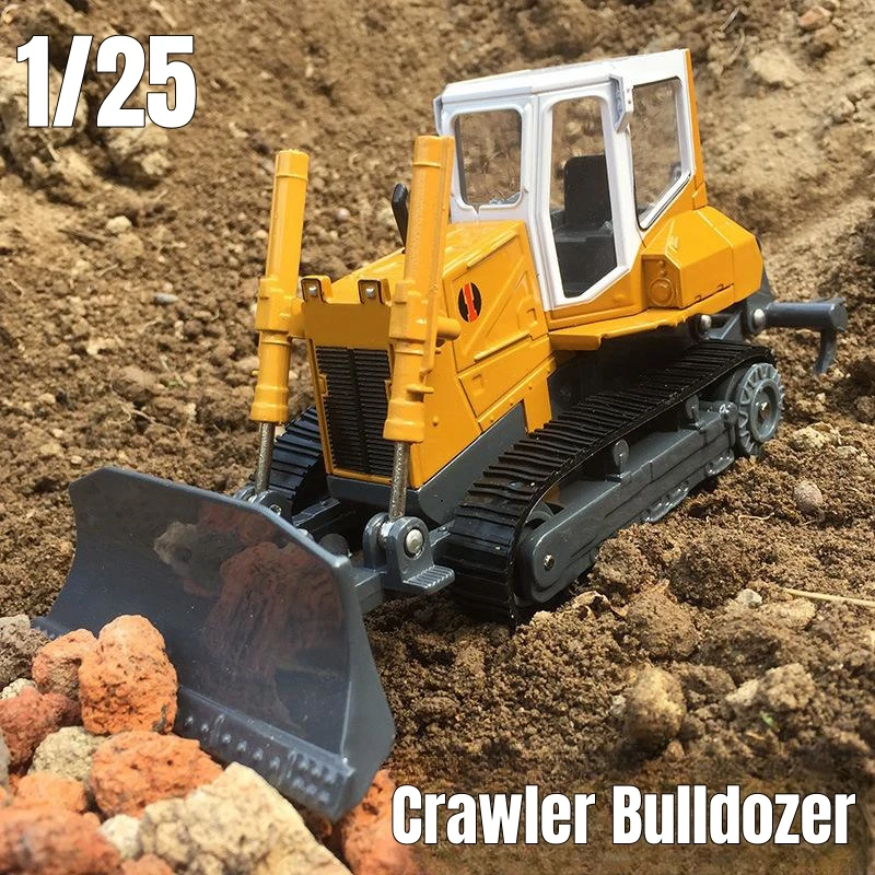 

Crawler Bulldozer Tractor Cultivator Toy Car For Children 1/25 Loader Farm Model Truck Diecast Engineering Miniature Gift Boys