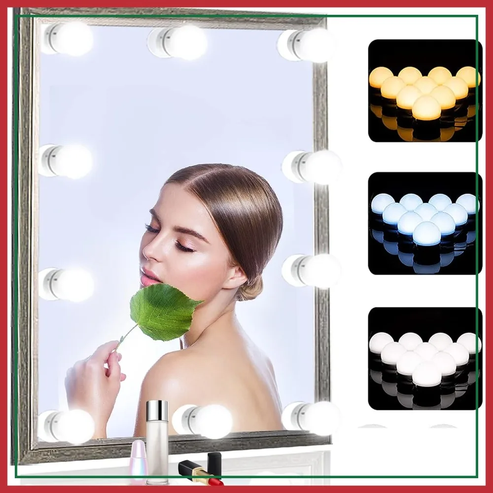 

Vanity Mirror Lights, 10 Dimmable Bulbs DIY Hollywood Style LED Makeup Mirror Lights with USB Cable, White
