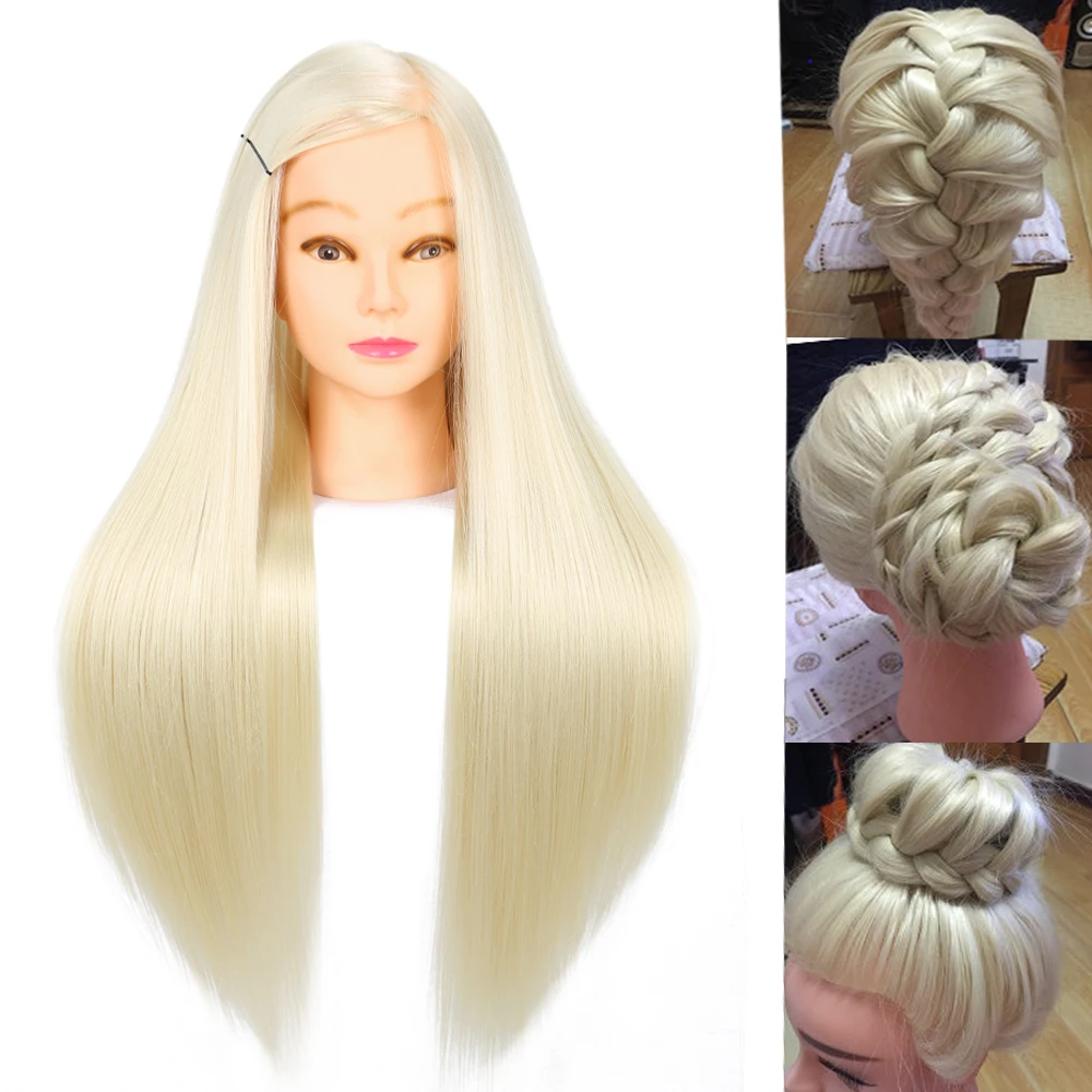 26inch Synthetic Fiber Hair Mannequin Doll Head For Hair Styling Training Head Braiding Manikin Cosmetology Head With Free Gift