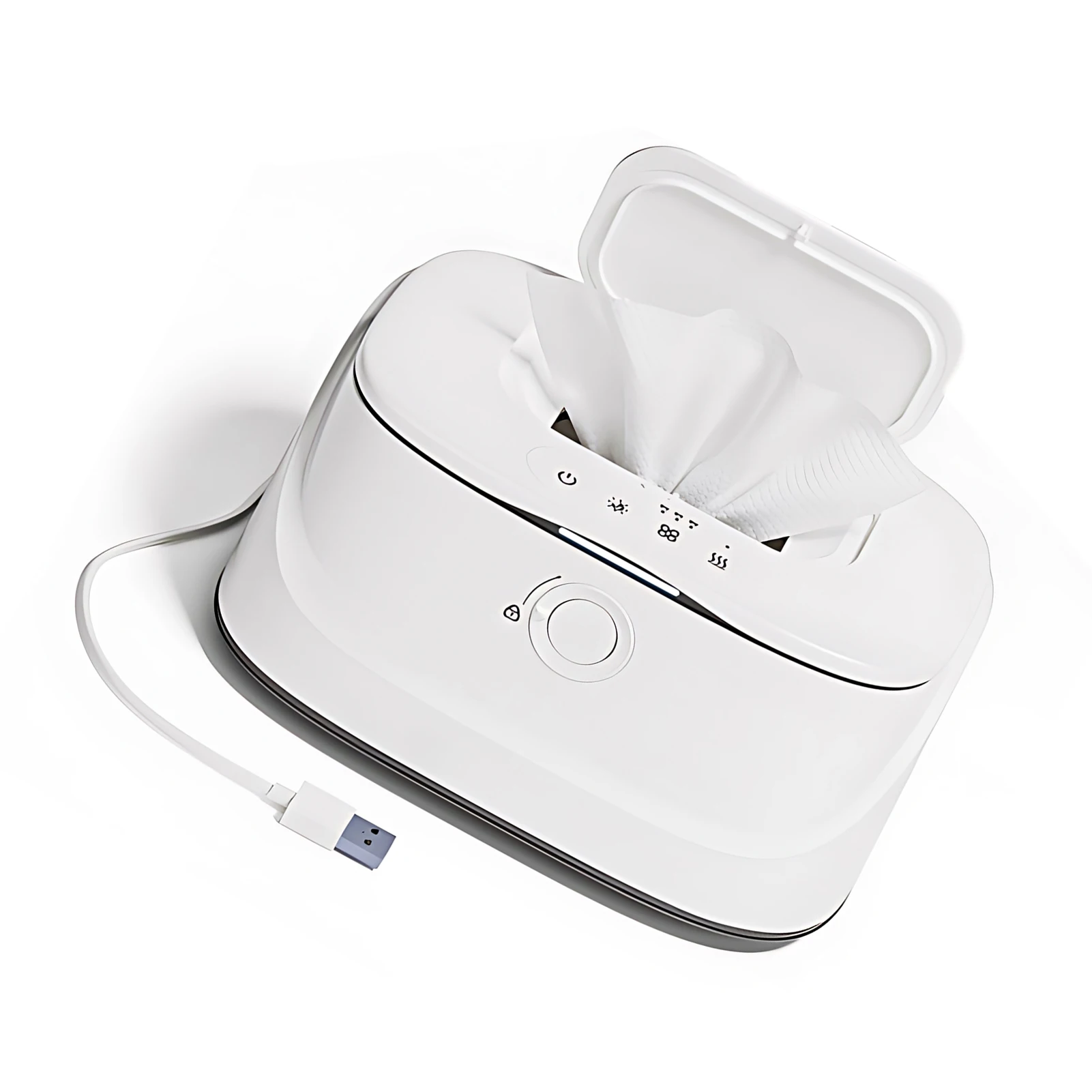 เครื่องอุ่นผ้าเช็ดทำความสะอาดเด็กขนาดใหญ่ พร้อม 3 ระดับอุณหภูมิ และ 3 ระดับความสว่างของไฟกลางคืน ระบบทำความร้อนด้านบน จ่ายผ้าเช็ดทำความสะอาดแบบเปียกได้ ความร้อนเร็ว