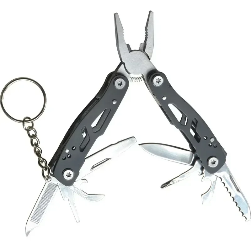 Mini Portable Camping Pliers Multi-functional Pliers Keychain Small Tool Stainless Steel Folding Pliers Outdoor Tools