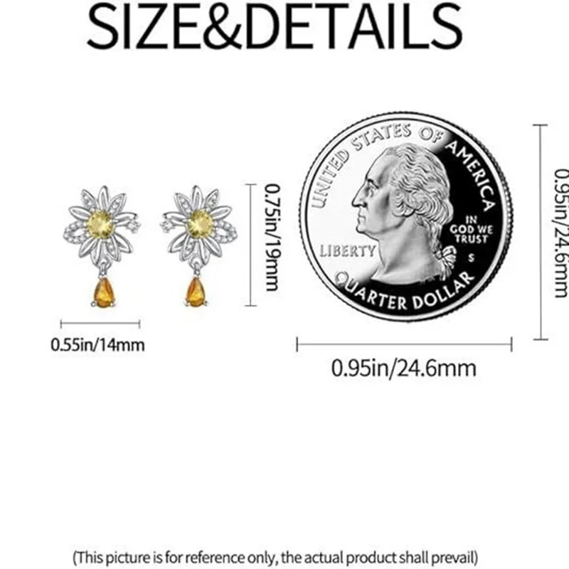 European and American Fashion Daisy Earrings Shiny Zircon Earrings For Women Temperament Commuting 925 Silver Earring KOFSAC