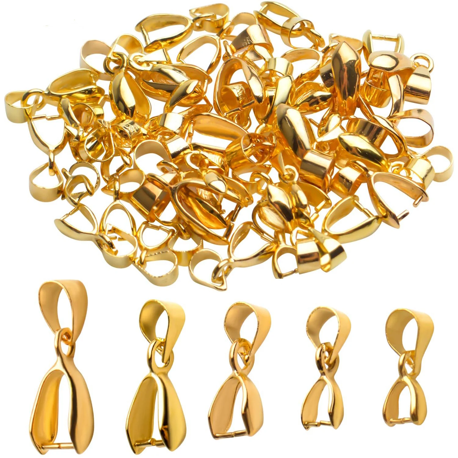 

Pendant Clasps,50pcs Jewelry Making Supplies Pinch Clasp Bail Clip for Jewelry Making,Gold