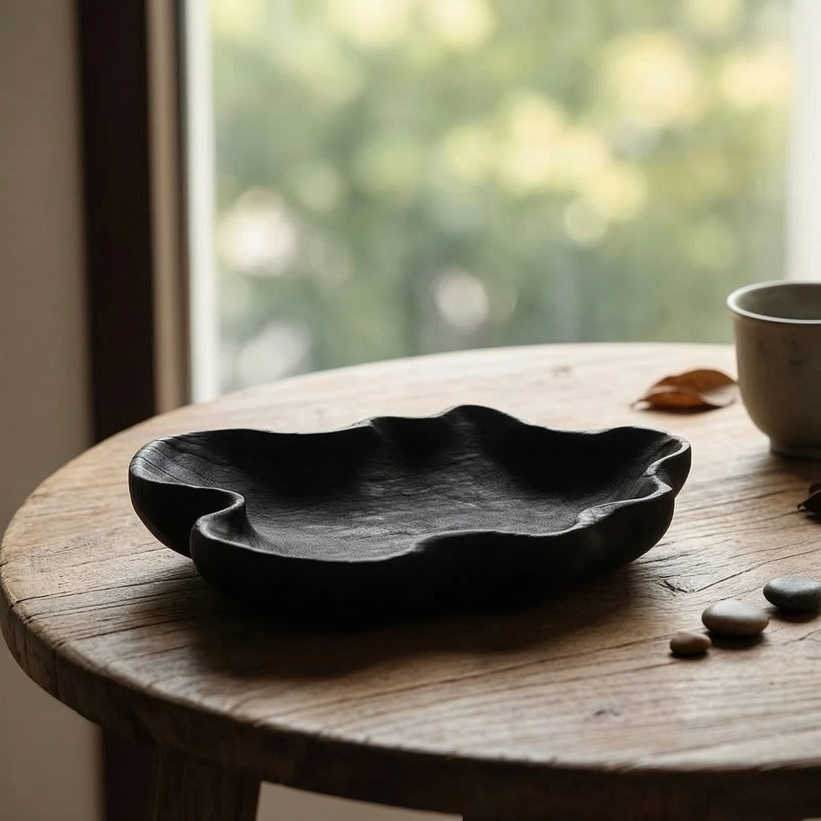 Artisanal Wooden Tray Charred Wood Tray with Raised Sides Decorative Versatile for Home Decorators, Tabletop Decor