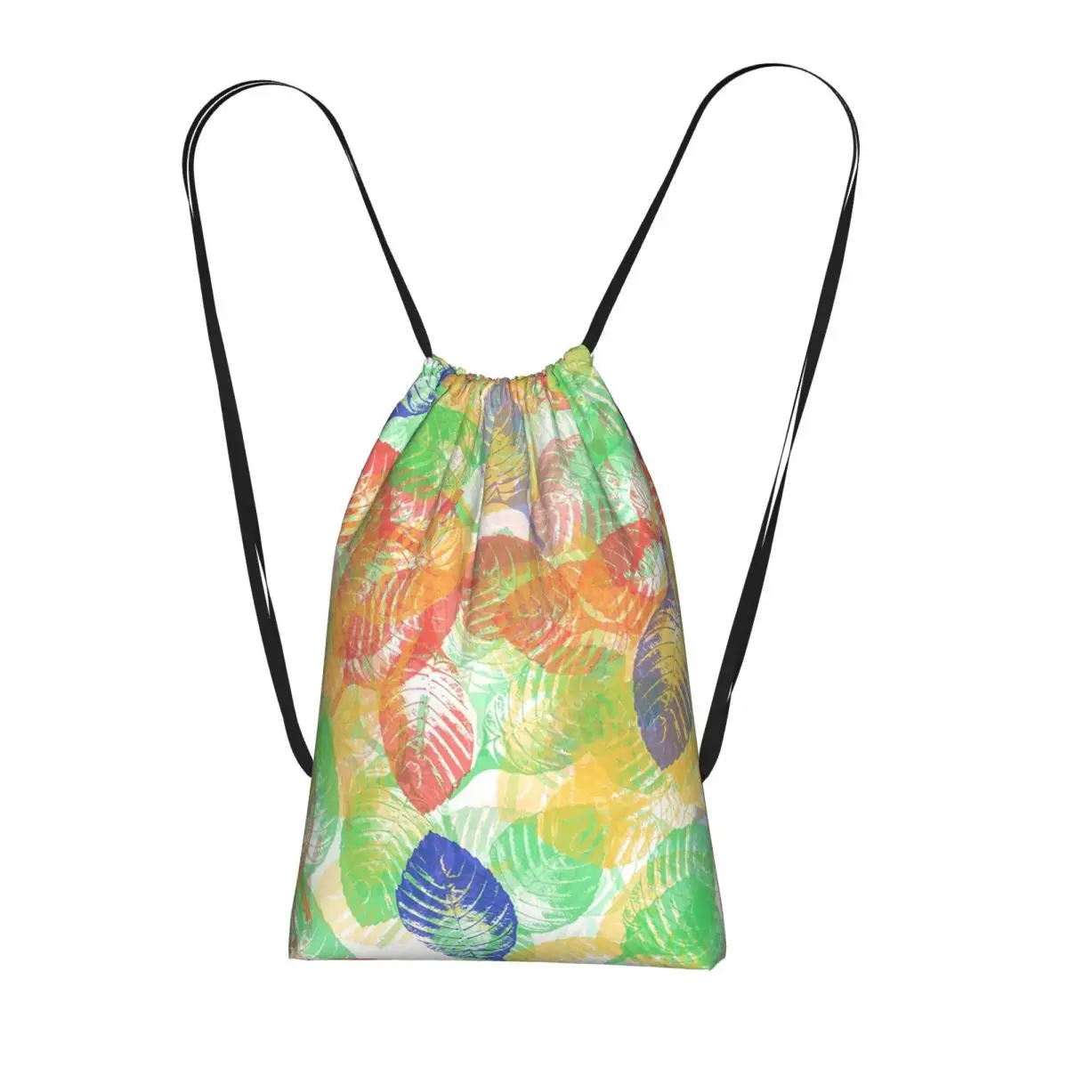

Colorful Leaves Leaf Vein Pattern Backpacks Multi-function Drawstring Bundle Pocket Sports Bag Book Bags for Man Woman Students