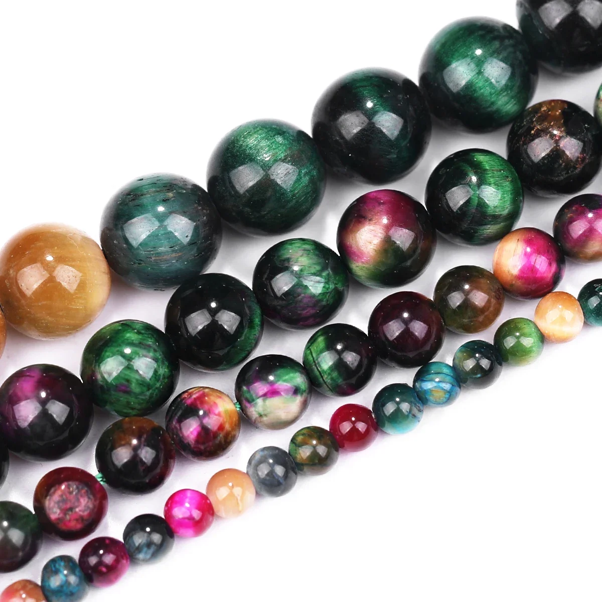 Natürliche Stein Mehrfarbige Tigerauge Runde Lose Mineral Perlen Für Schmuck Machen DIY Armband Zubehör 15'' 4 6 8 10 12mm