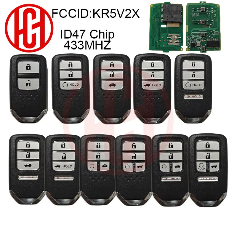 Llave remota de coche de proximidad ID47 Chip KR5V2X 433MHz para Honda City CRV HRV Civic Odyssey Clarity Jazz Pilot XRV Venzel EX-L