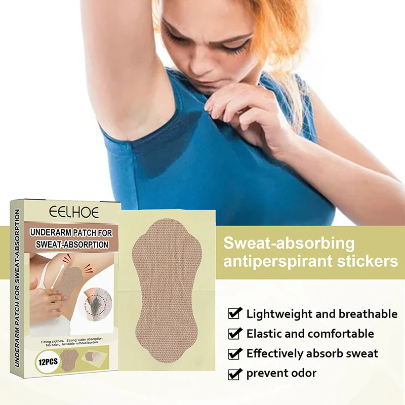 12Pcs Disposable Absorbent  Deodorant Armpit Patch Underarm Armpit Sweat Pads