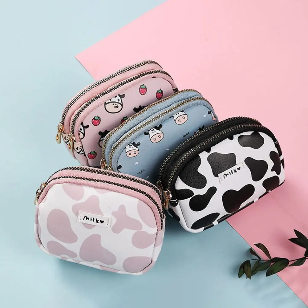 

PU Leather Lipstick Storage Bags Girls Money Bag Women Purse Wallets Cow Coin Purse Korean Card Holder Cartoon Money Bag