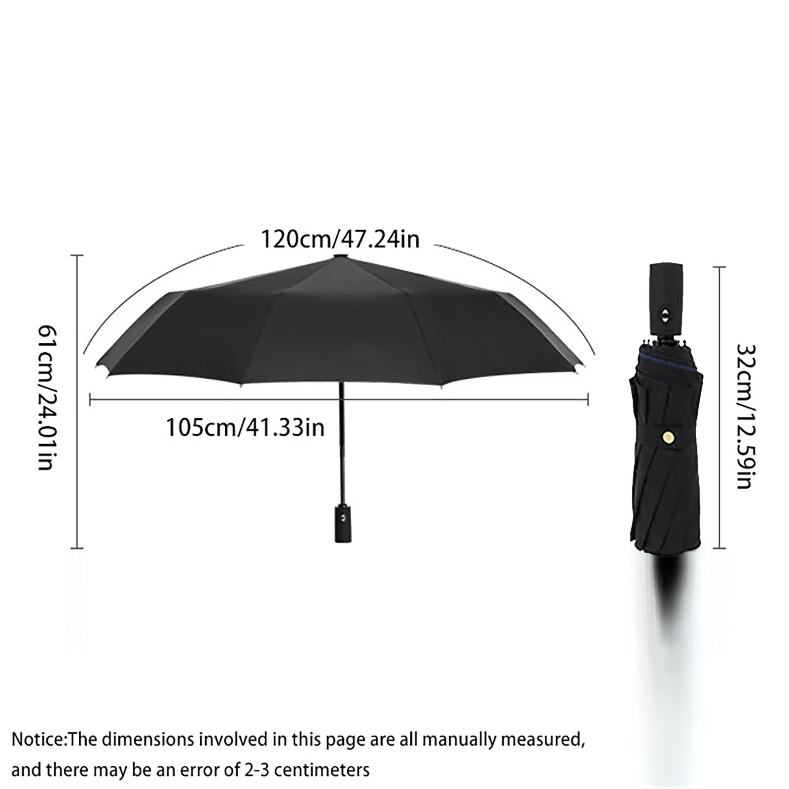 Large Solid Color One Click Automatic Folding Double-Layer Umbrella Cloth Umbrella With 10 Thick Umbrella Ribs Portable Umbrella