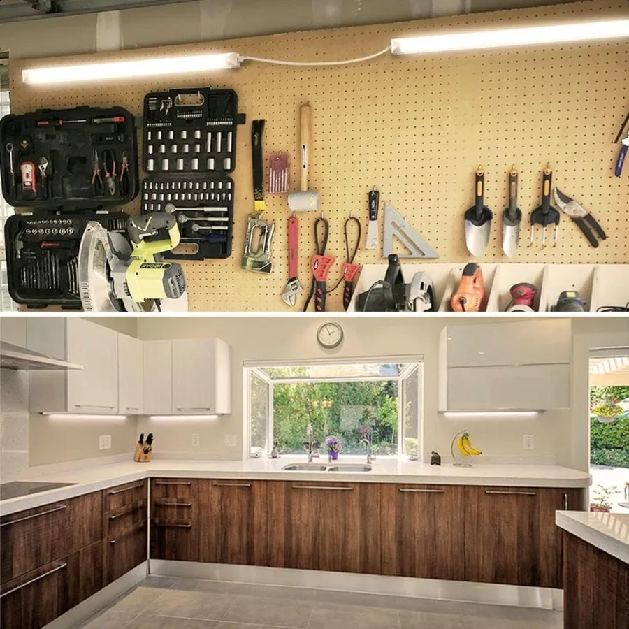 CNSUNWAY LED Shop Light 2FT 20W 3000LM 3000K Warm White T8 LED Tube Lights Ceiling and Utility Shop Lights Linkable Light Fixtu