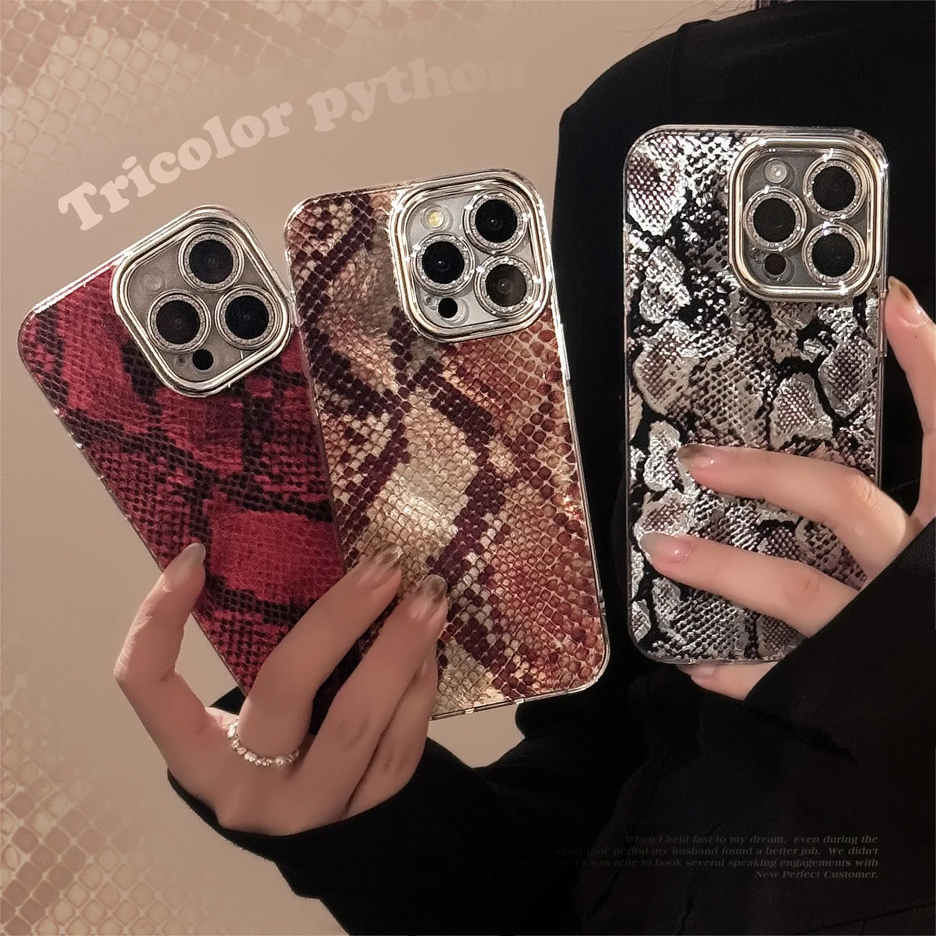 Jungle python tricolor snake skin pattern art Plating Phone case For iPhone 16 15 14 13 12 11 Pro Max Xr Case Cute Luxury Cover