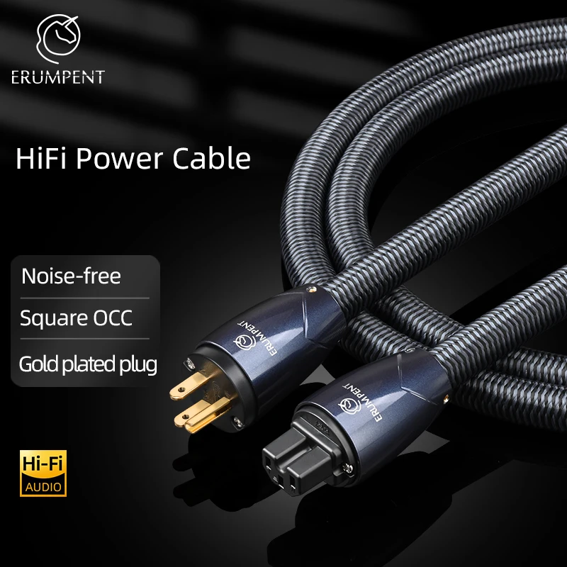 HiFi Power Cable High Quality Square OCC HiFi EU/US/AU Version Power Cord Gold Plated Plugs for CD Amplifier Filter CD