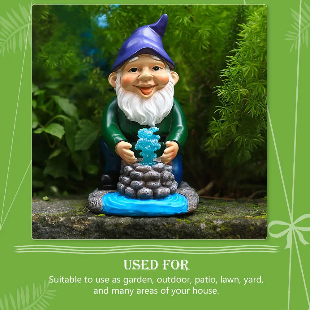 Solar Garden Gnome Statue Outdoor Resin Craft Lawn Light Adornment Hand-Painted Solar Lamp Garden Decor Realistic Texture Dwarf