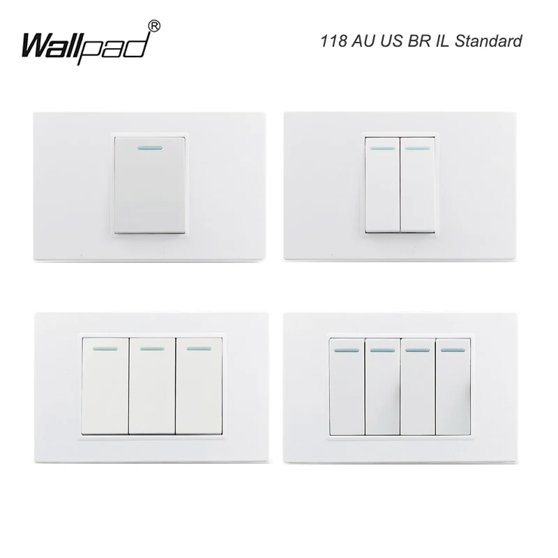 118 PC 1 2 3 4 Gang Push On Off 2 3 Way Wall Switch Wallpad White Fireproof Plastic Panel US Brazil IT IL EU Light Interruptor