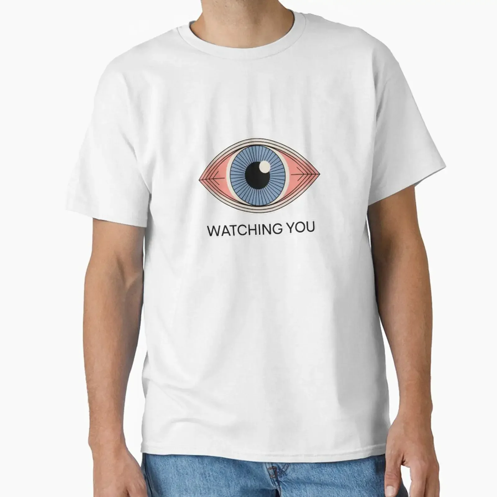 Watching You Eye Symbol Protection Energy Minimal Aesthetic T Shirt designed and sold by ImaginedSpace7 vintage Washed Slightly