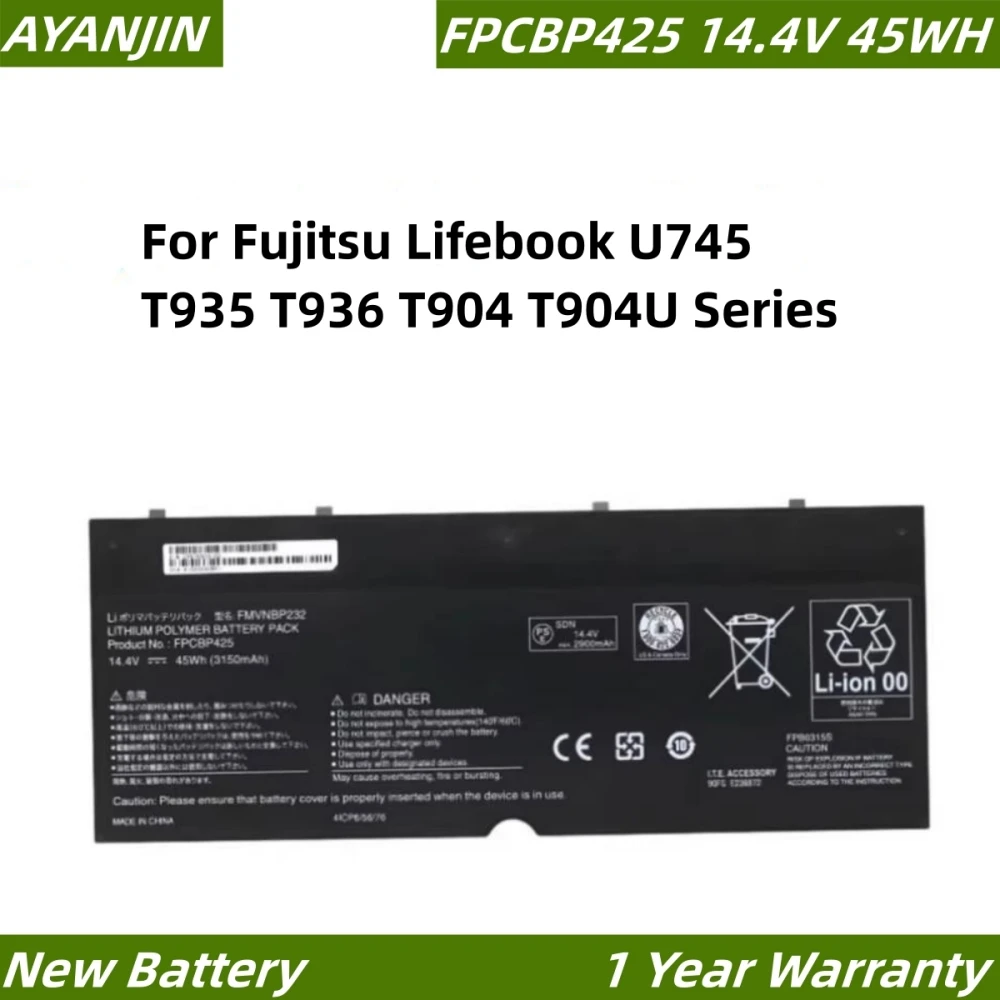 FPCBP425 FMVNBP232 14.4V 45WH Laptop Battery For Fujitsu Lifebook U745 T935 T936 T904 T904U Series