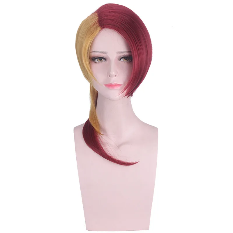 Synthetic Cosplay Wig Fox Inspired Ombre Red Mullet Wolf Cut Scalp Top Heat Resistant Anime Wig Styling for Roleplay Party