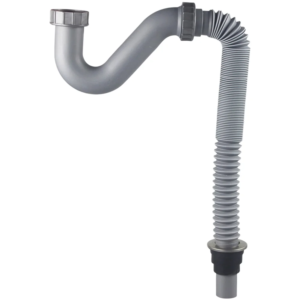 Adjustable sink drain pipe 1.5 inch V curved PP design with barrier fits 320mm to 830mm installation range Adjustable
