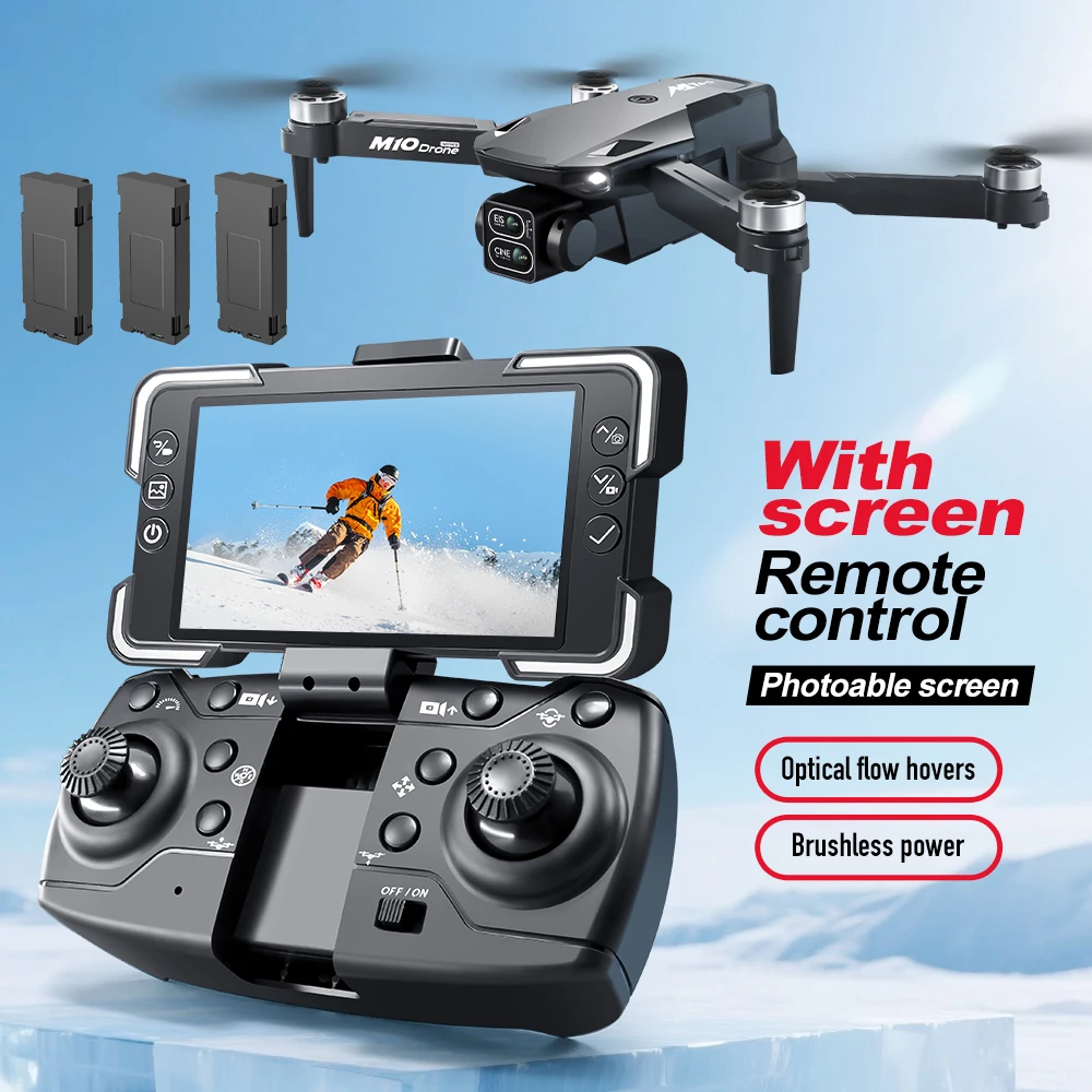 M10 RC Drohne 4K Professinal mit Weitwinkel Triple HD Kamera Faltbare RC Hubschrauber Bürstenlosen Motor WIFI FPV Bildschirm Drohne Spielzeug