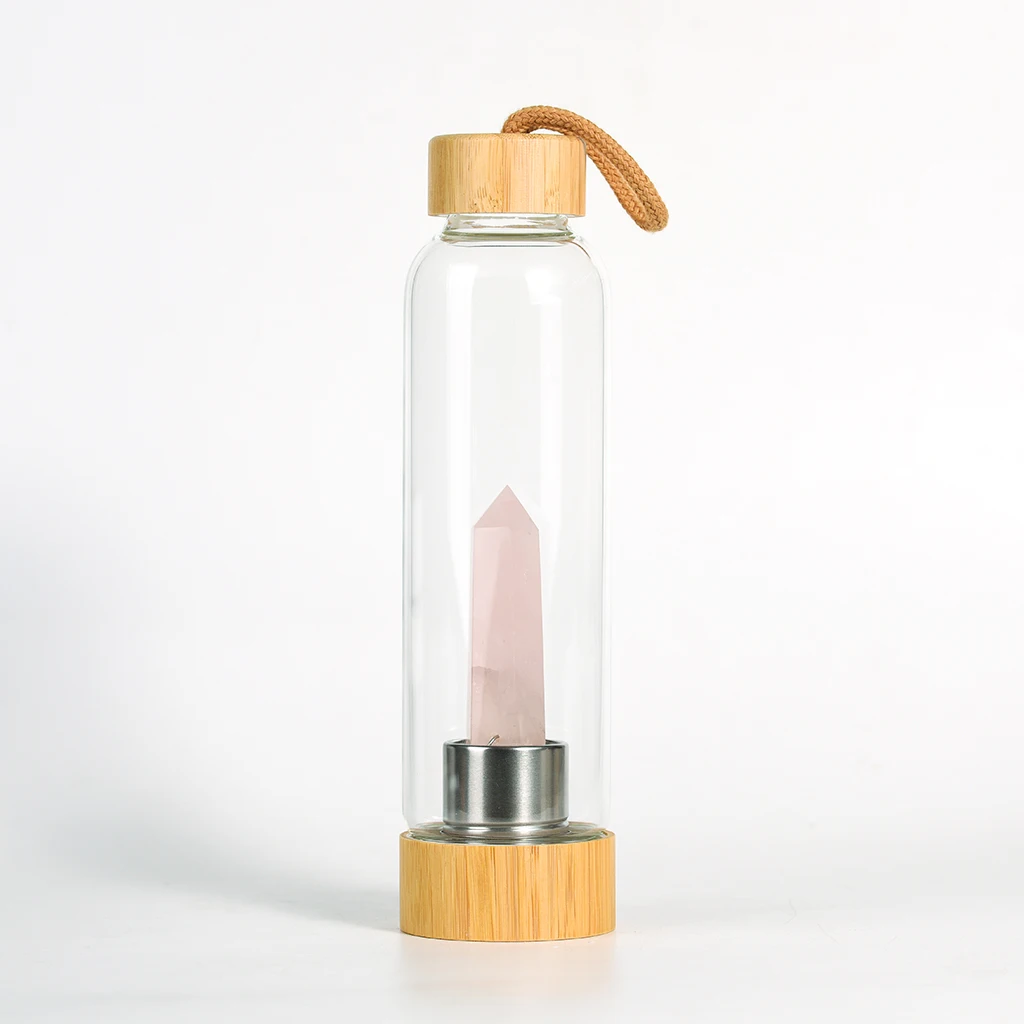 Crystal Tower Energy Glass Water Bottle