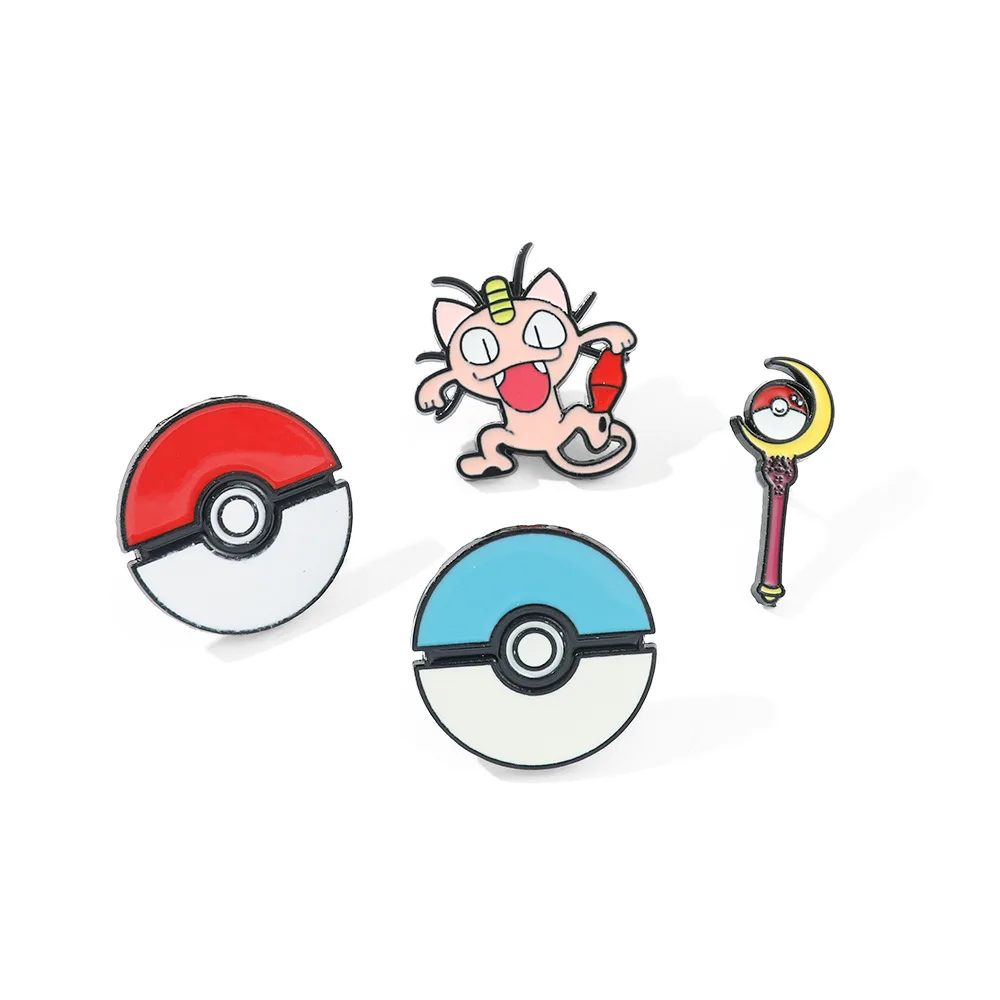 Meowth-broches de bola de Poke, alfileres de esmalte, accesorios de Cosplay bonitos, regalos para fanáticos