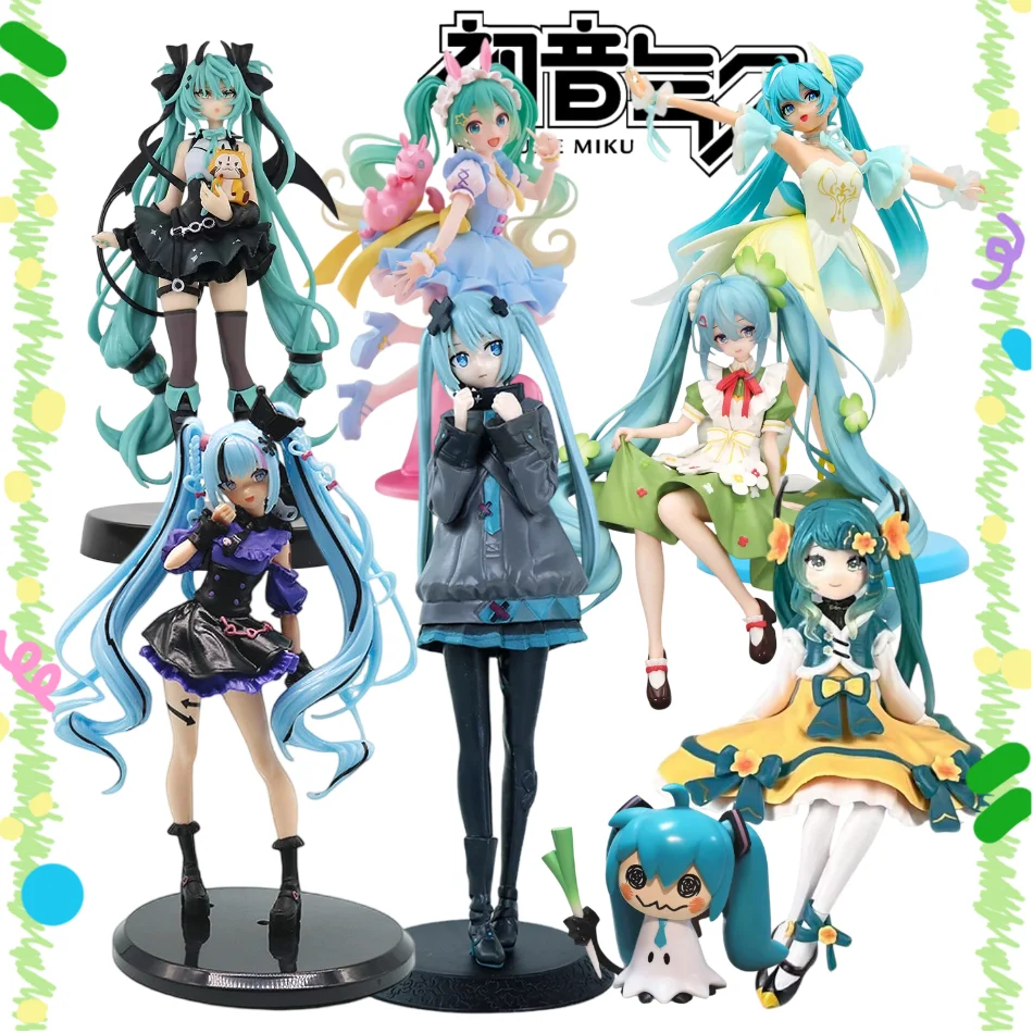 Anime-Figur Hatsune Miku in Steh- und Sitzposition, Niedliche Actionfigur aus PVC, Desktop-Sammlerstück und Geschenk