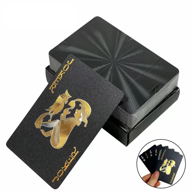 Carta da gioco in oro nero ispessimento tuta da Poker lavabile impermeabile Magic Prop Home Party scacchi e gioco di carte regalo giocattolo da