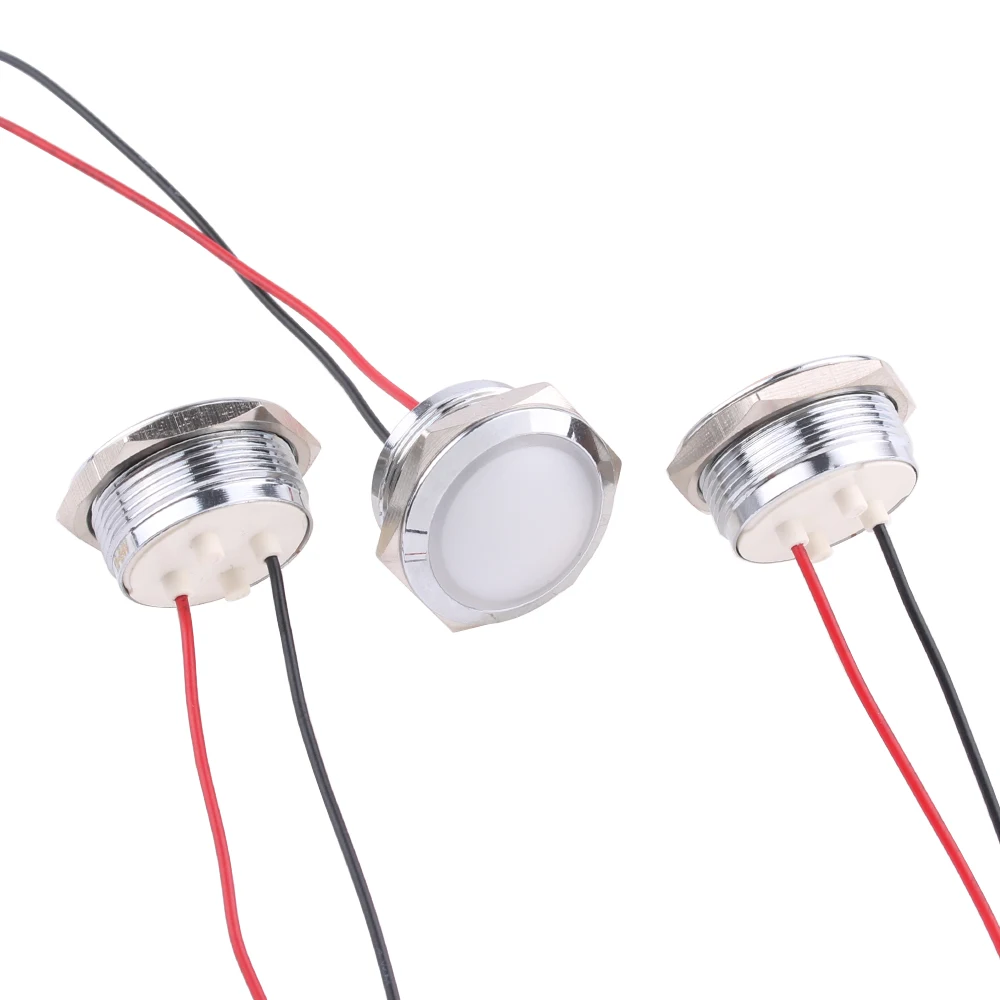 22mm LED Metal Indicator Light Spherical Round Signal Lamp 3V 6V 12V 24V 220V Red Green White Blue Yellow LED DIY Use