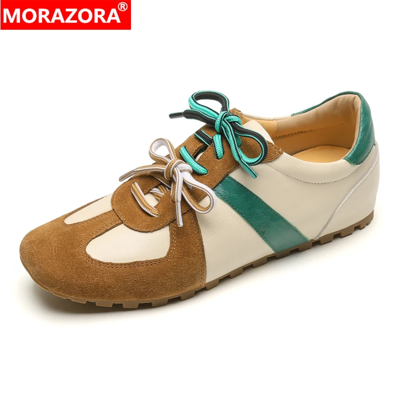

MORAZORA Ins популярные брендовые замшевые женские кроссовки на шнуровке разноцветные весенне-летние модные женские повседневные туфли на плоской подошве
