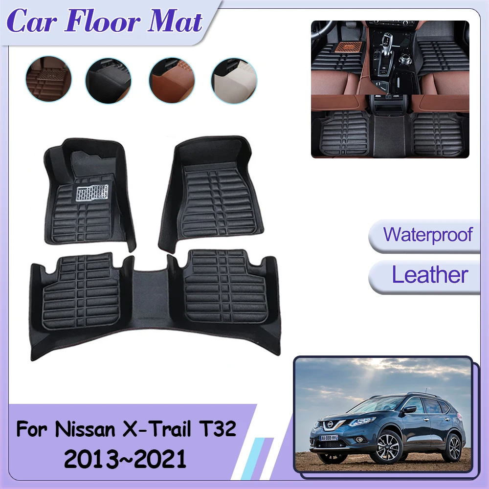 

Car Floor Mat for Nissan X-Trail Rogue T32 XTrail 2013~2021 Leather Panel Liner Covers Custom Foot Parts Rug Interior Accessorie