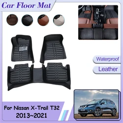 Car Floor Mat for Nissan X-Trail Rogue T32 XTrail 2013~2021 Leather Panel Liner Covers Custom Foot Parts Rug Interior Accessorie