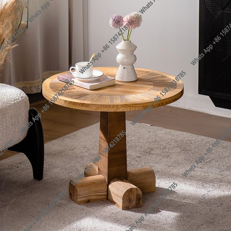 

Wabi Sansan ветер круглый двухместный низкий обеденный стол журнальный столик скандинавский ретро бревенчатый журнальный столик балкон маленький круглый