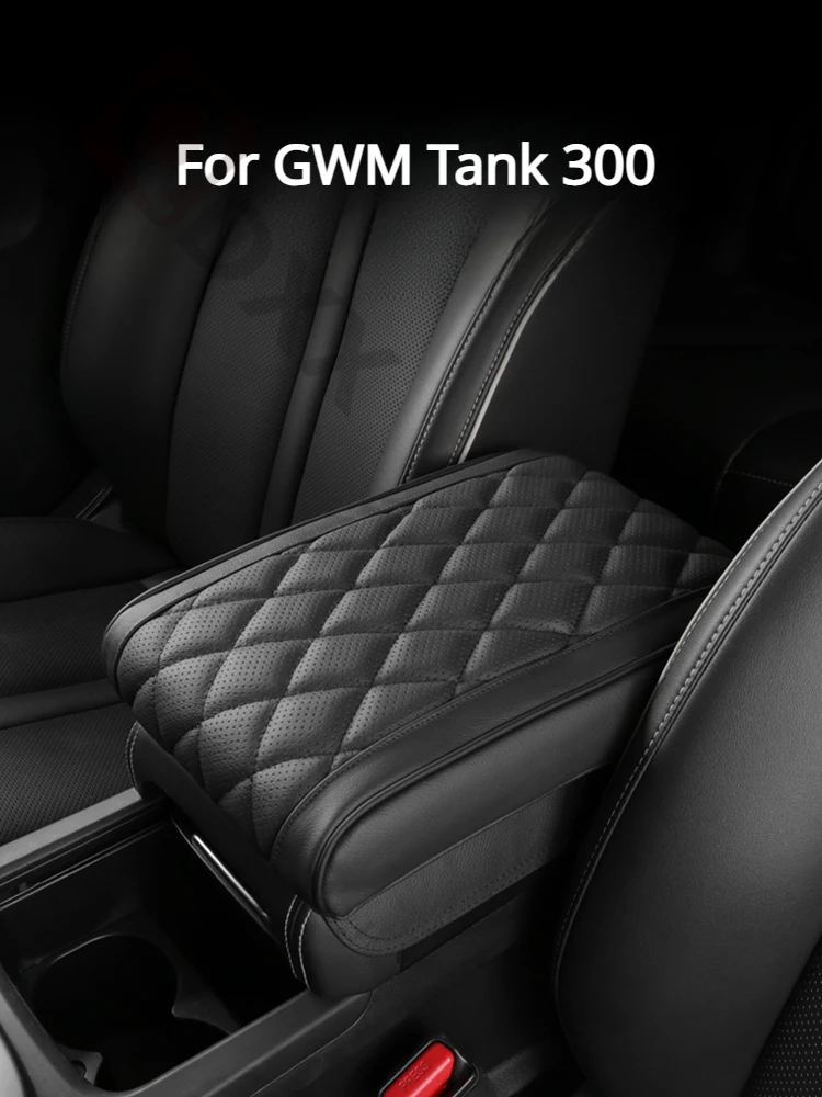 Car Armrest Cover Pad For GWM Great Wall Tank 300 2023 Leather Arm Rest Cushion Memory Cotton Center Console Cover Mats