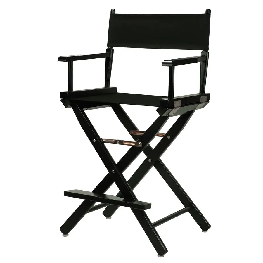 

24 Directors Chair Black Framewith Black Canvas, Counter Height