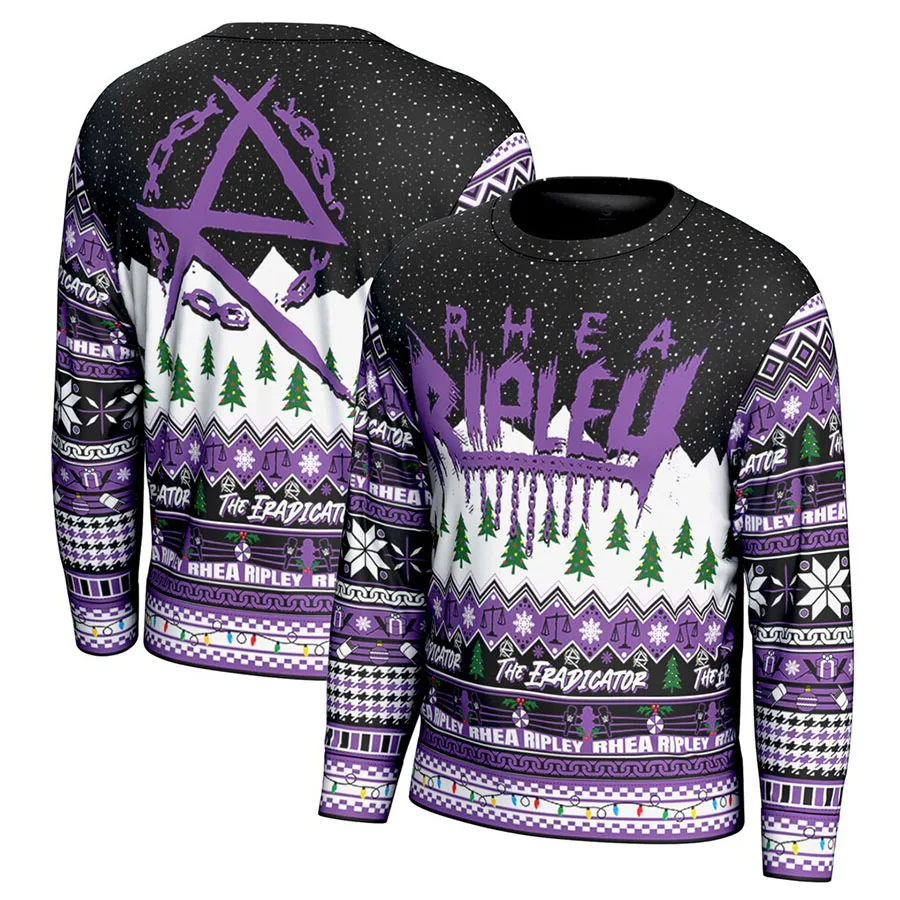 Men's Black Rhea Ripley Ugly Sweater Simple Fashionable Versatile Soft And Close Fitting Suitable For Christmas Movie Night