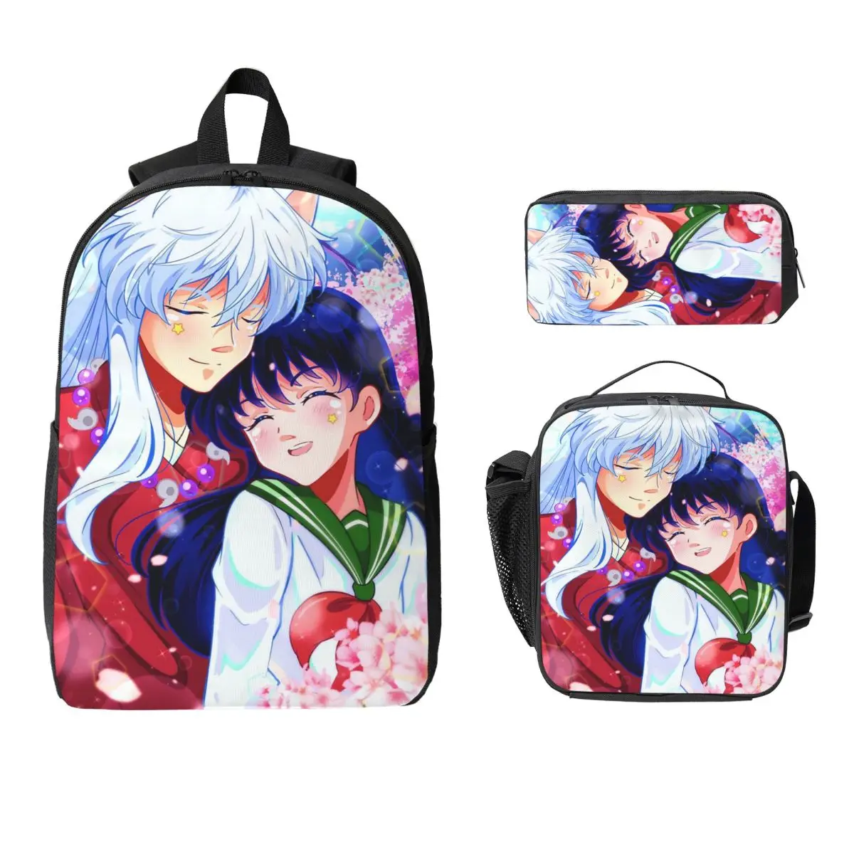 

Manga Kimono Inuyasha Sesshomaru Backpack Boys Girls BookBag School Bag Laptop Shoulder Bags 3ps Insulated Lunch Bag Pencil Case
