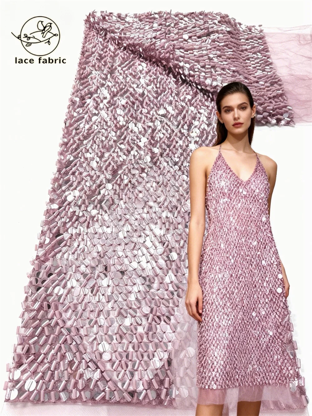 

African Sequins Lace Fabric 5 Yards 2026 High-Quality Nigerian French Mesh Tulle Laces For Luxury Wedding Party Dresses Sewing