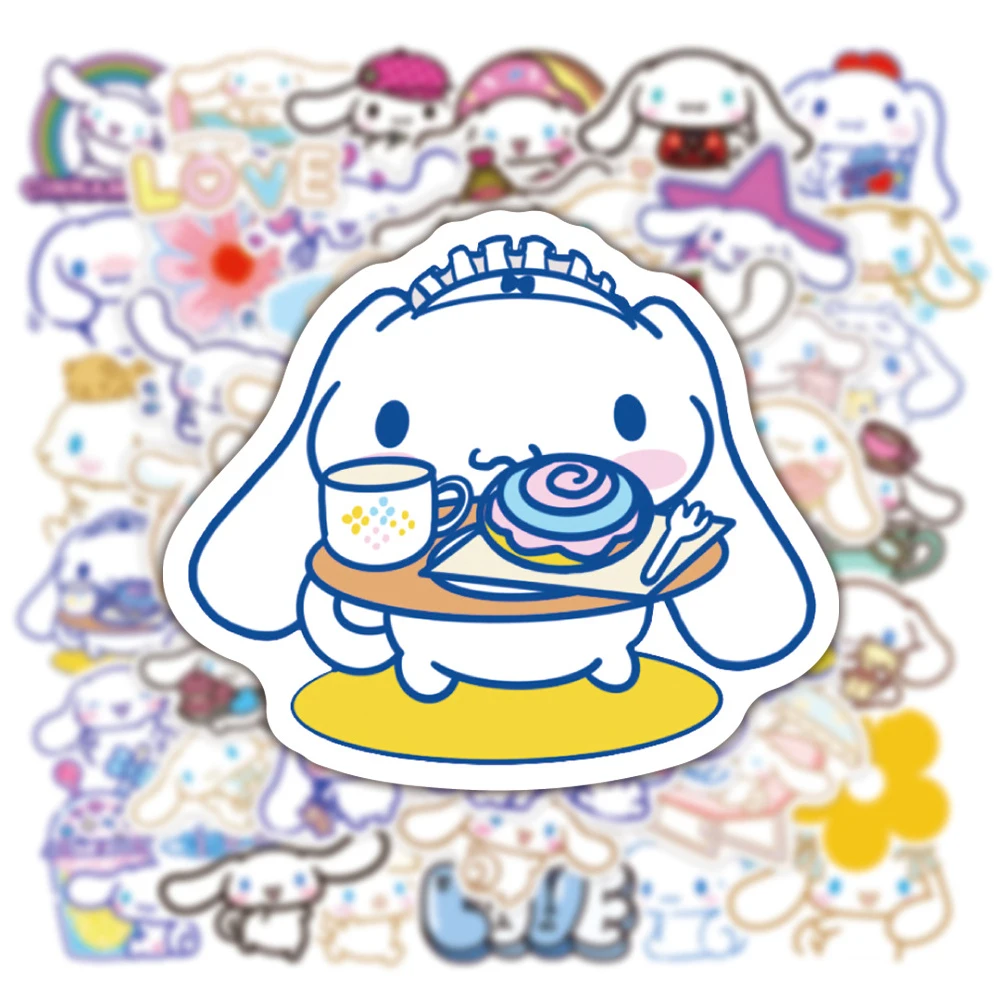 10/30/50 Stuks Schattige Sanrio Cinnamoroll Sticker Esthetische Cartoon Aniem Stickers Voor Plakboek Auto Briefpapier Waterdichte Stickers Cadeau