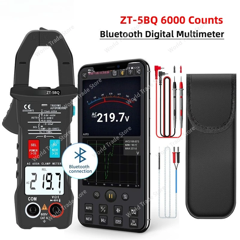 

ZT-5BQ Bluetooth smart clamp-on Digital multimeter with anti-burning function and 6000 count