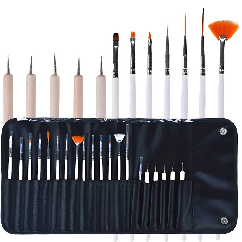 20Pcs/Set Nail Brush For Manicure Gel Brush For Nail Art Acrylic Liquid Accessories Professional Powder Carving Gel Brushes Pens