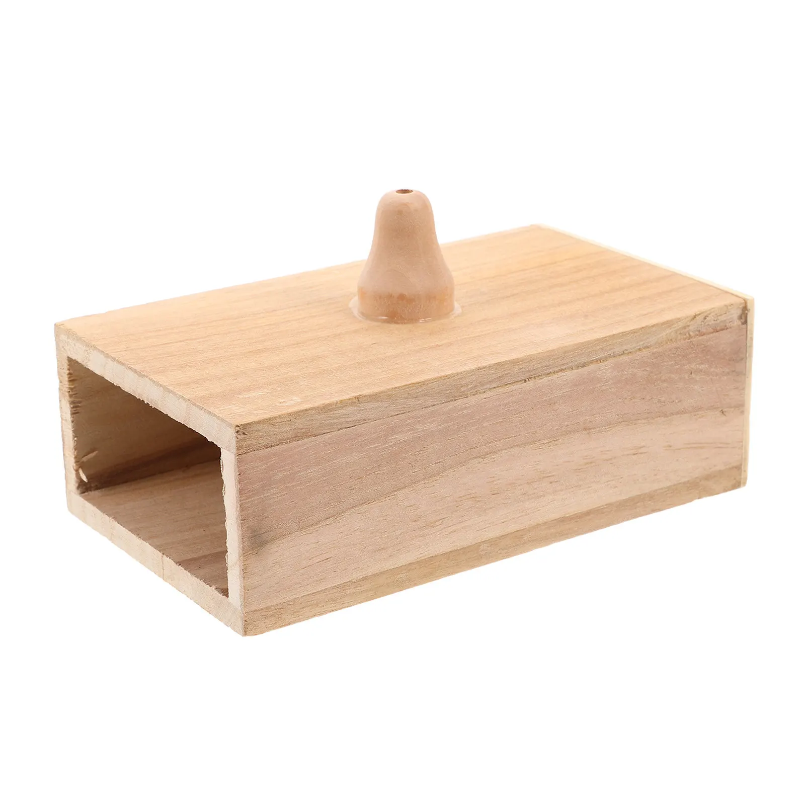 Tuning Fork Wooden Resonator Box Light Yellow 5.8x3.5x3.2in Sound Resonance Box for Meditation Sound Healing Classroom