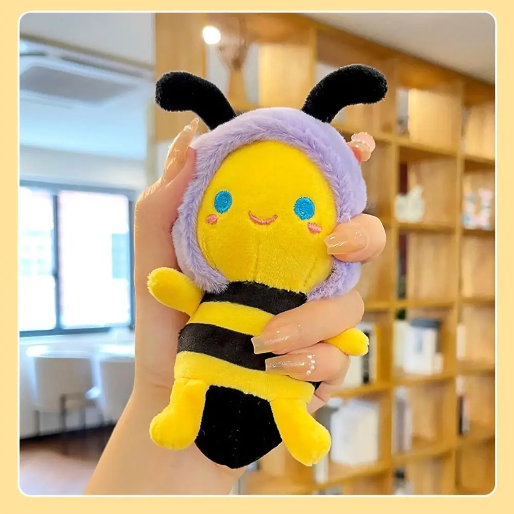 Little Bee Shape Bee Plush Keychain Cartoon Stuffed Cotton Bee Doll Bag Pendant Personalized Creative Plush Animal Bee Keyring