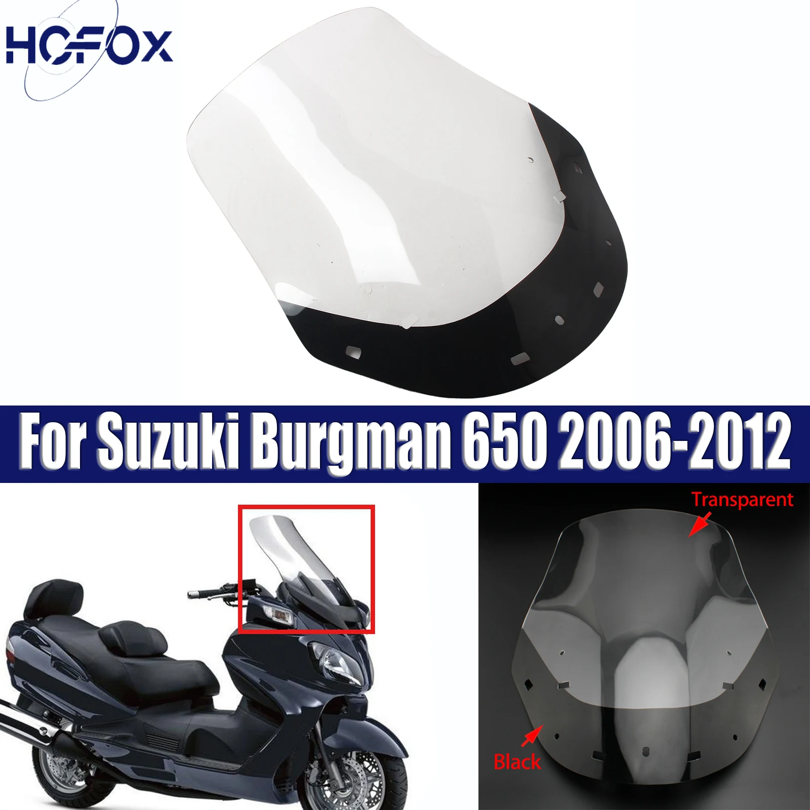 

NEW Motorcycle Windscreen Windshield Wind Deflector Protector Shield Screen For Suzuki Burgman 650 2006-2012