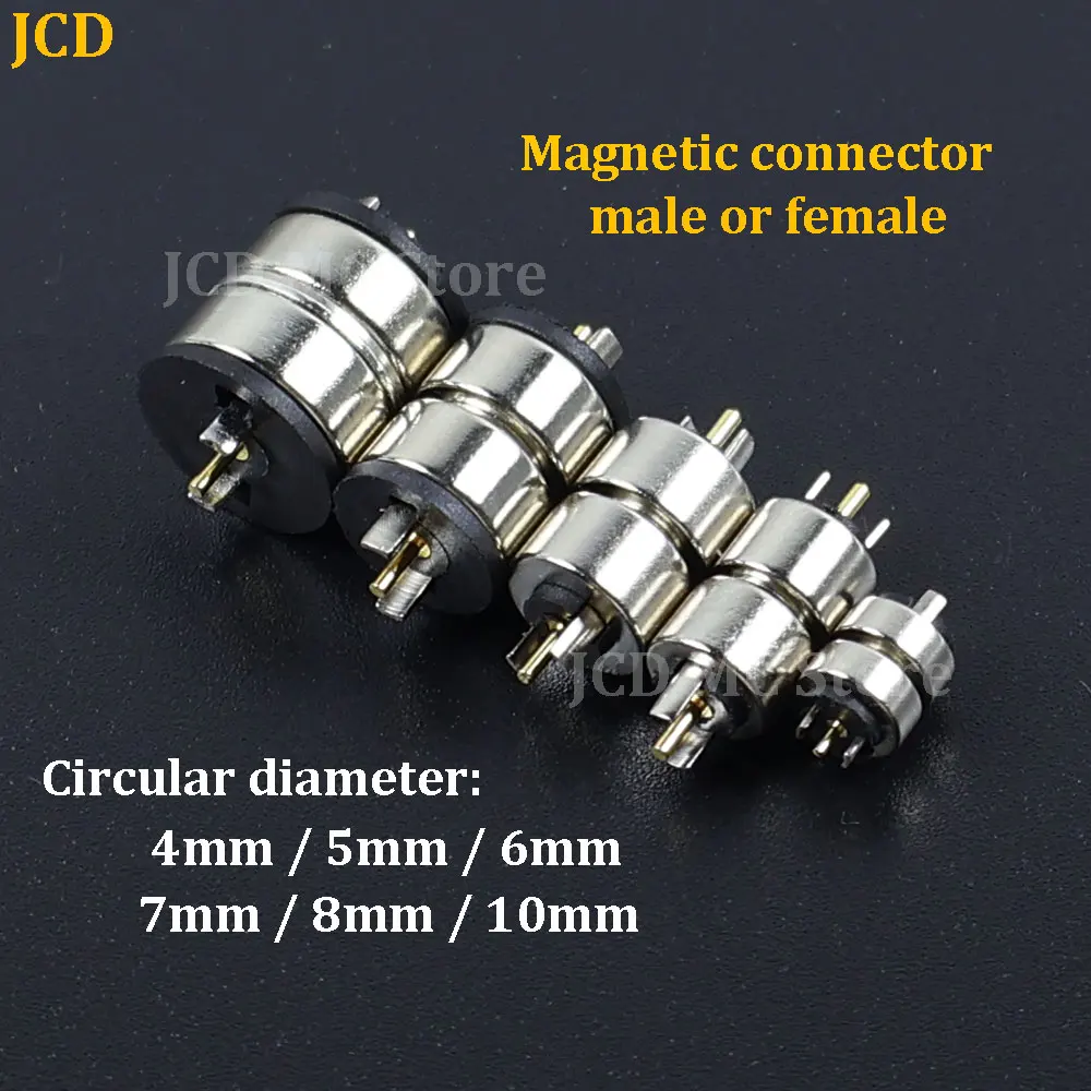 Circualr Shape Magnetic Pogo Pin Male Female Probe Connector 4mm 5mm 6mm 7mm 8mm 10mm 2A 12V DC Power Charging Socket Connector