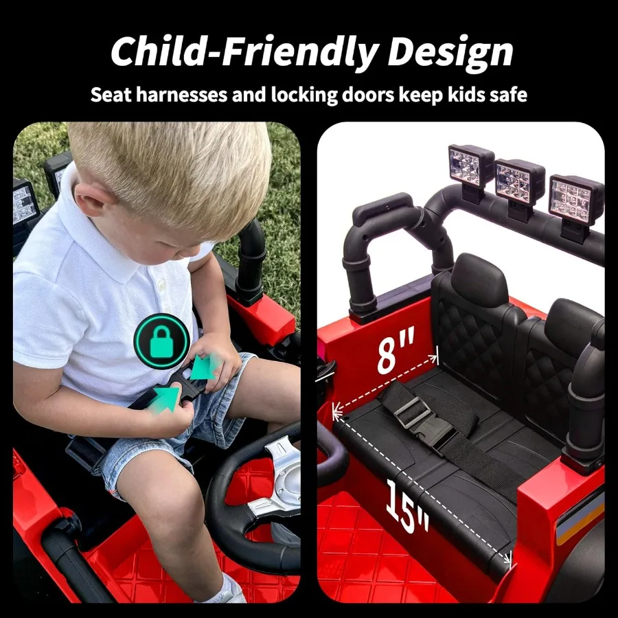 12V 電動乗用車トラック、幼児向け電動乗用玩具（3～5歳）、リモコン付き - レッド