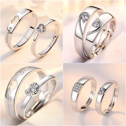 New Zircon Heart Matching Ring For Women Men Set Forever Endless Love Wedding Rings Couple Charm Valentine's Day Jewelry Gifts